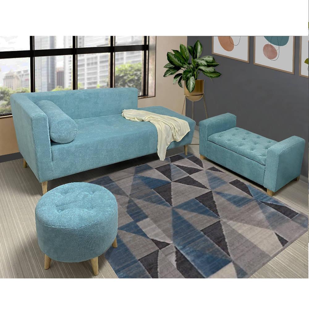 Banqueta Baul Puff Valentina DKO Verde Menta - VIRTUAL MUEBLES