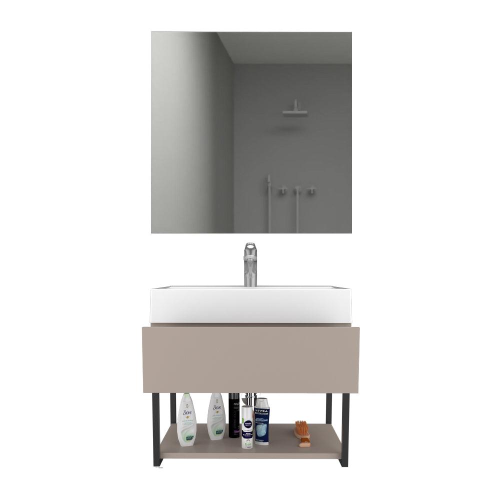 Combo para Baño, Emil, incluye Mueble Lavamanos y Espejo - VIRTUAL MUEBLES