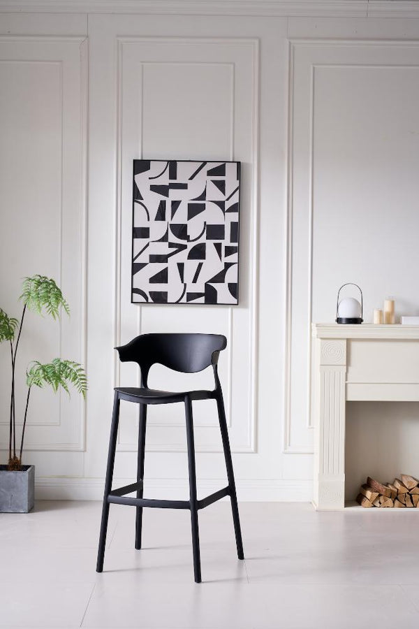 Silla para Bar Elena, Color Negro, Diseño Moderno