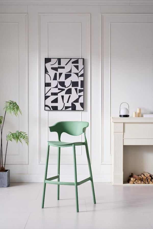 Silla para Bar Elena, Color Verde Oliva, Diseño Moderno