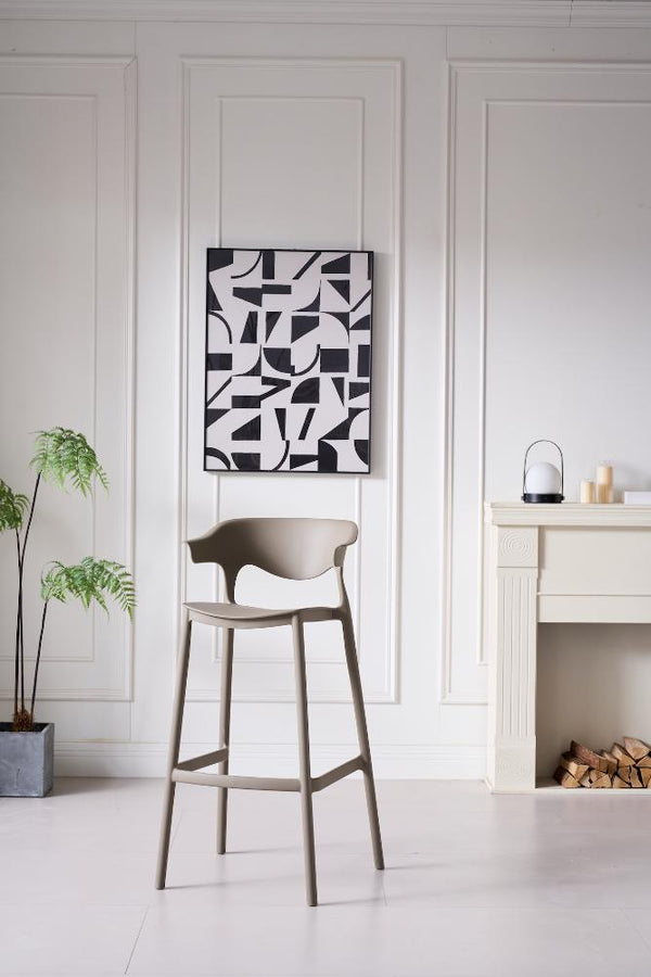 Silla para Bar Elena, Color Taupe, Diseño Moderno