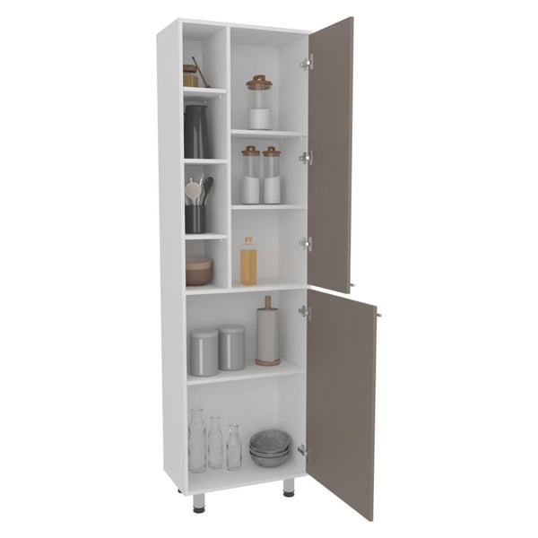 Alacena Burton, Blanco Duqueza y Cocoa, con amplios espacios para almacenamientos