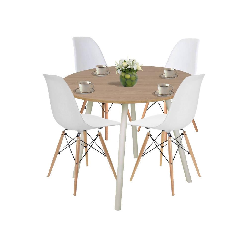 Combo Comedor Redondo DKO Blanco - Vienes - VIRTUAL MUEBLES