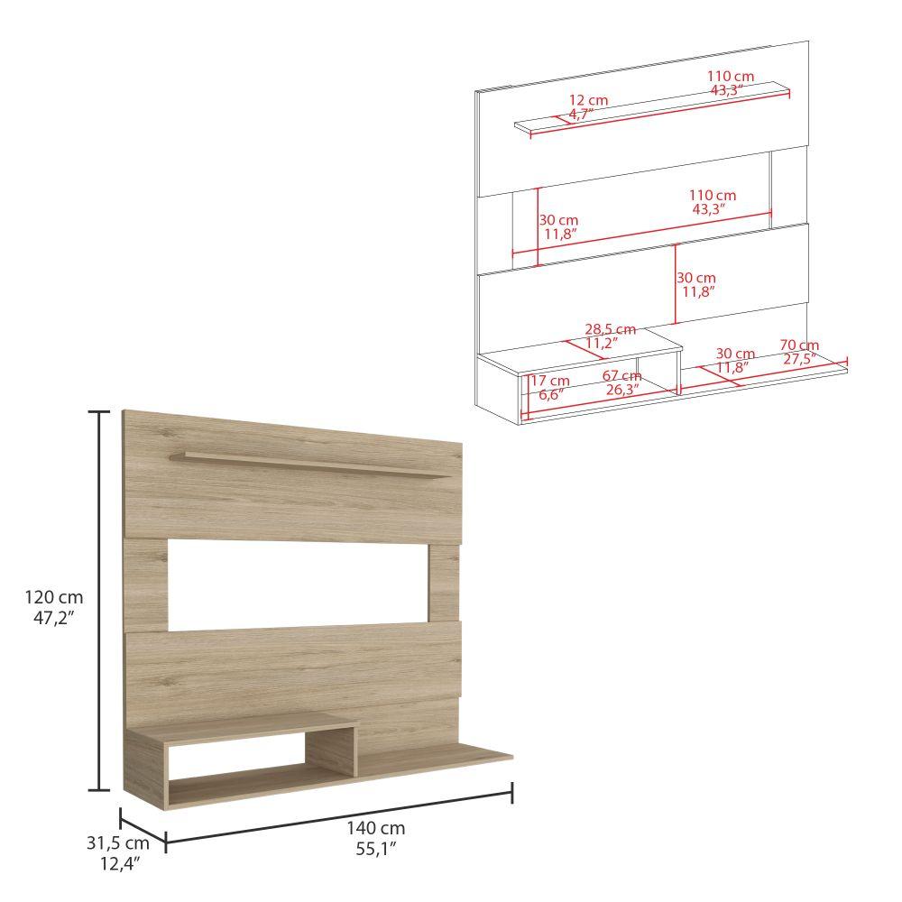 Combo para Sala, Ascher, Incluye Biblioteca, Mesa de Centro, Panel y Mesa para TV, Beige y Blanco - VIRTUAL MUEBLES