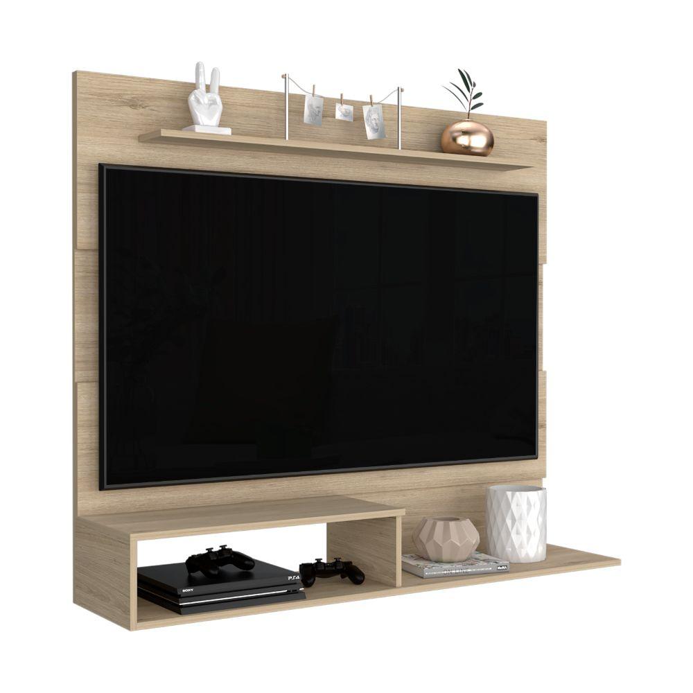 Combo para Sala, Ascher, Incluye Biblioteca, Mesa de Centro, Panel y Mesa para TV, Beige y Blanco - VIRTUAL MUEBLES