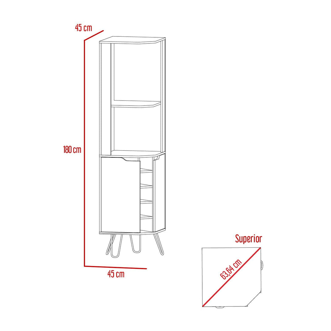 Bar Esquinero Cleo, Café Claro y Wengue, 2 Puertas con Con Espacio Para Porta Vasos y Botellas - VIRTUAL MUEBLES