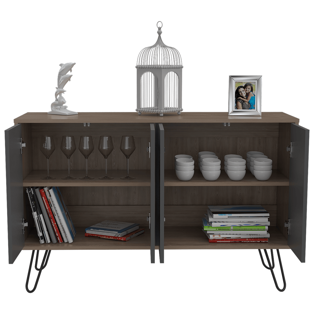 Combo para Sala, Lara, Incluye Bar y Mesa Auxiliar, Miel y Plata Oscuro - VIRTUAL MUEBLES