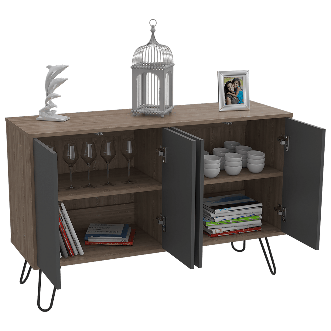 Combo para Sala, Lara, Incluye Bar y Mesa Auxiliar, Miel y Plata Oscuro - VIRTUAL MUEBLES