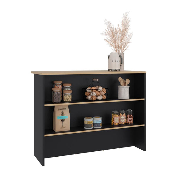 Barra de Cocina Diamante, Wengue y Fresno Europeo, Con Entrepaños