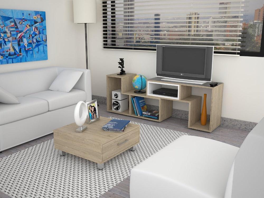 Combo Para Sala Marbella, Incluye Mesa Para Tv Y Mesa De Centro.