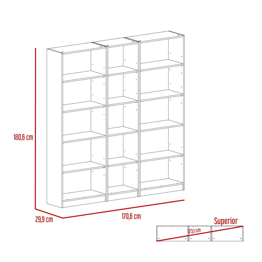 Combo de Bibliotecas Home, Blanco Incluye Tres Bibliotecas sin puertas - VIRTUAL MUEBLES