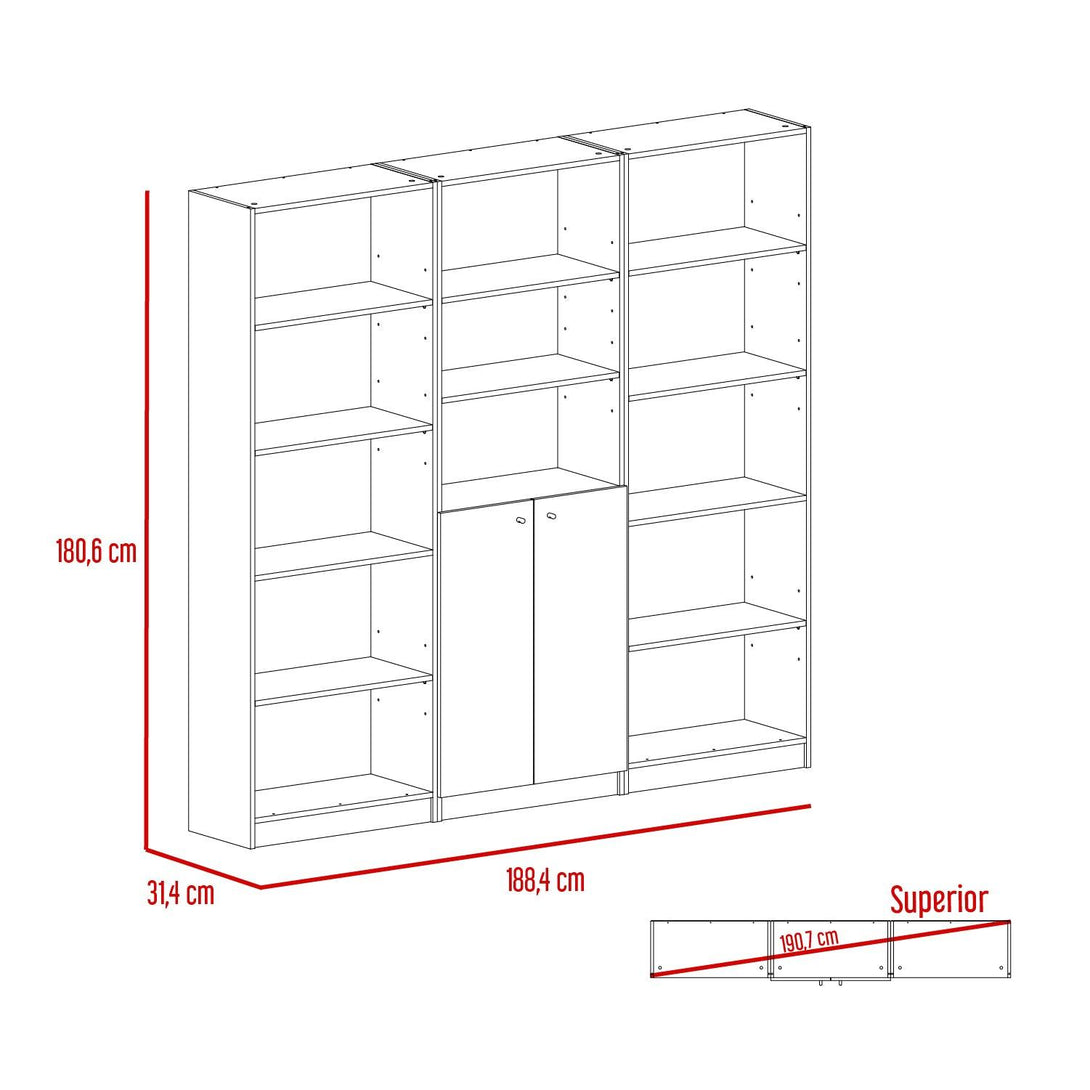 Combo de Bibliotecas Home Eco, Macadamia Incluye Tres Bibliotecas - VIRTUAL MUEBLES