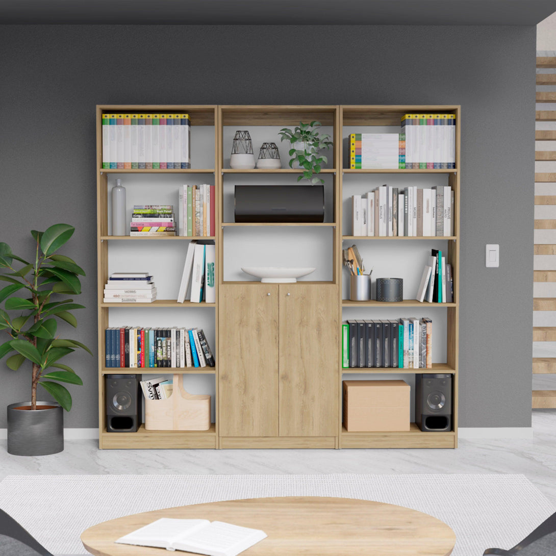 Combo de Bibliotecas Home Eco, Macadamia Incluye Tres Bibliotecas - VIRTUAL MUEBLES