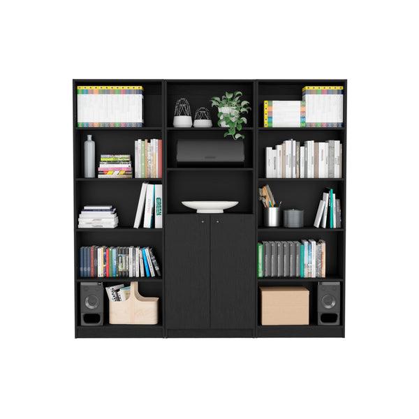 Combo de Bibliotecas Home, Wengue Incluye Tres Bibliotecas - VIRTUAL MUEBLES