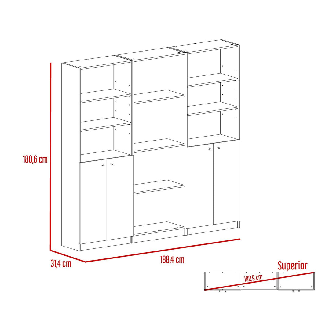 Combo de Bibliotecas Home, Macadamia Incluye Tres Bibliotecas - VIRTUAL MUEBLES