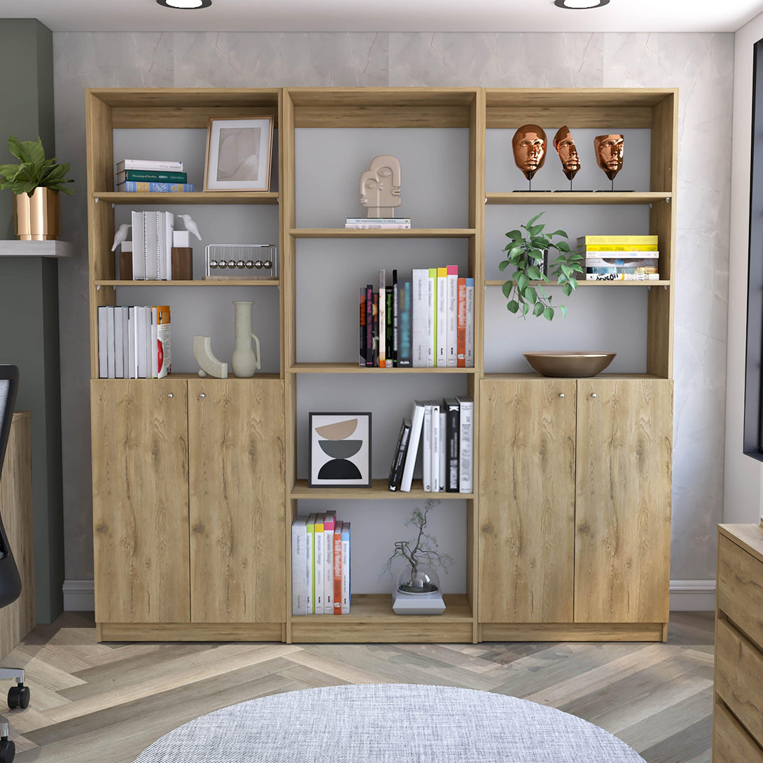 Combo de Bibliotecas Home, Macadamia Incluye Tres Bibliotecas - VIRTUAL MUEBLES