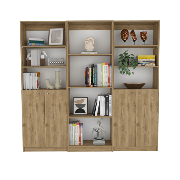 Combo de Bibliotecas Home, Macadamia Incluye Tres Bibliotecas - VIRTUAL MUEBLES