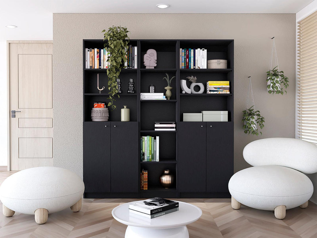 Combo de Bibliotecas Home, Wengue, Incluye Tres Bibliotecas - VIRTUAL MUEBLES