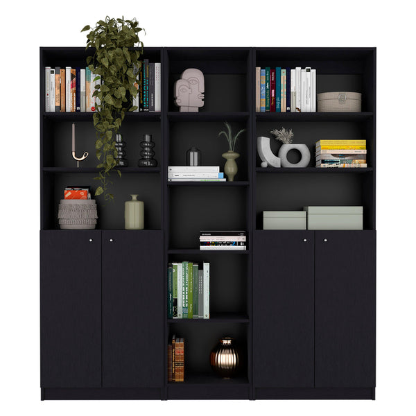 Combo de Bibliotecas Home, Wengue, Incluye Tres Bibliotecas - VIRTUAL MUEBLES