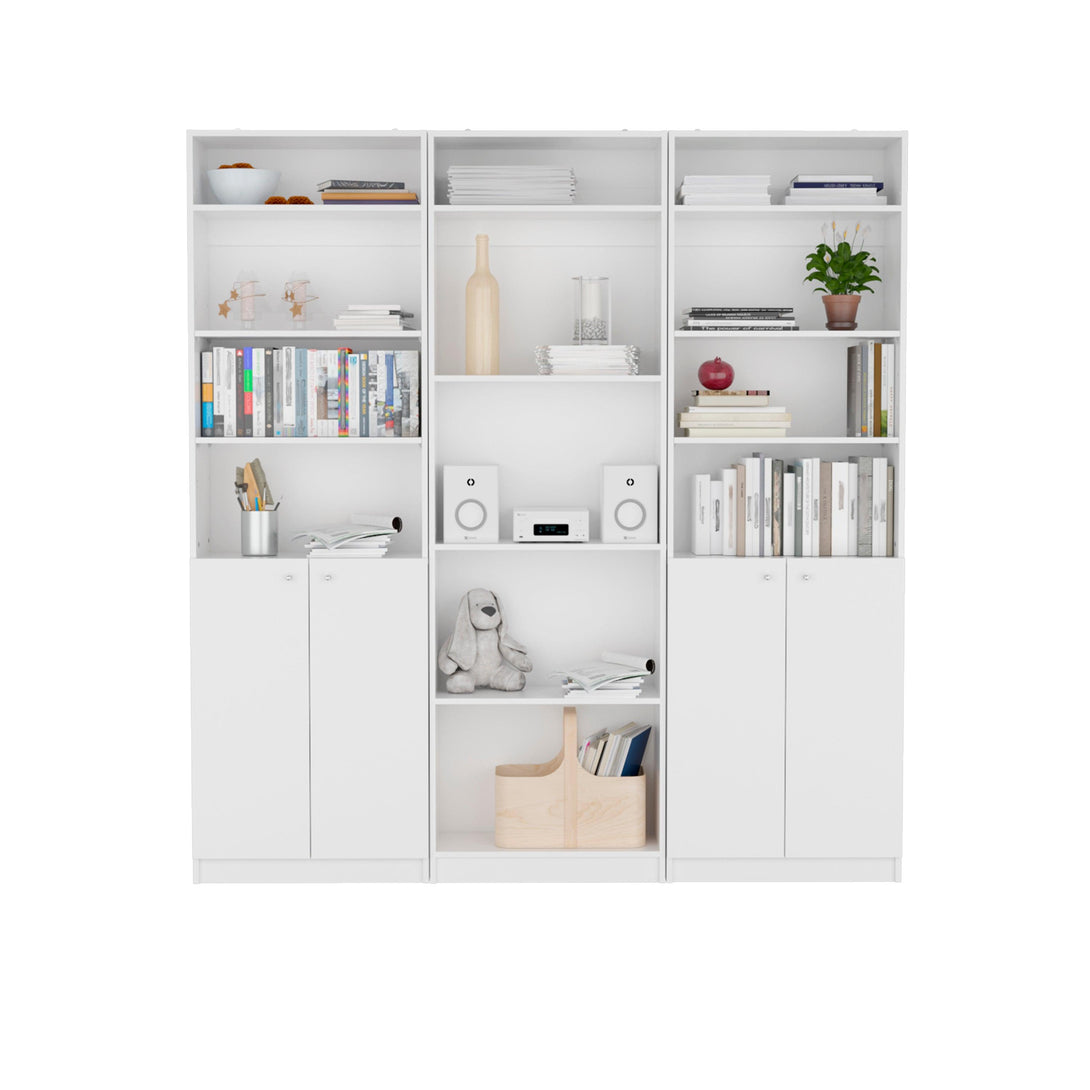 Combo de Bibliotecas Home, Blanco Incluye Tres Bibliotecas y Tres Complementos - VIRTUAL MUEBLES