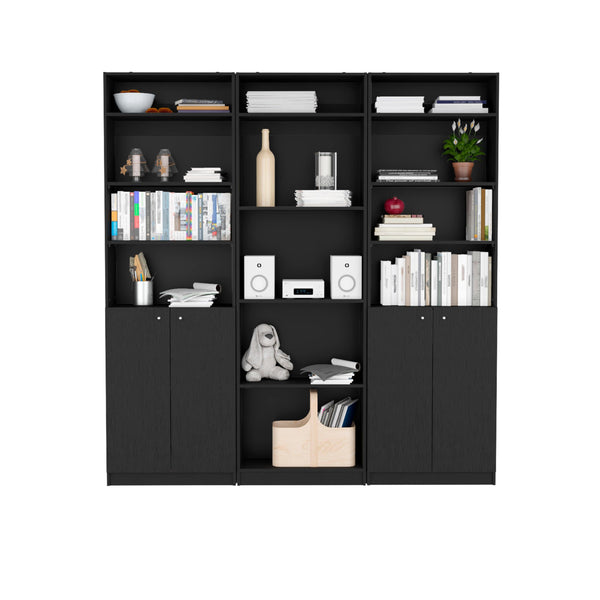 Combo de Bibliotecas Home, Wengue, Incluye Tres Bibliotecas y Tres Complementos - VIRTUAL MUEBLES