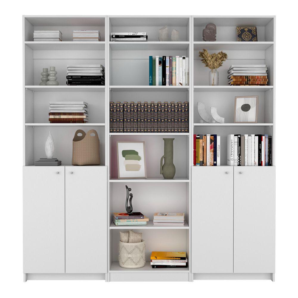 Combo de Bibliotecas Home, Blanco Incluye Tres Bibliotecas y Tres Complementos - VIRTUAL MUEBLES