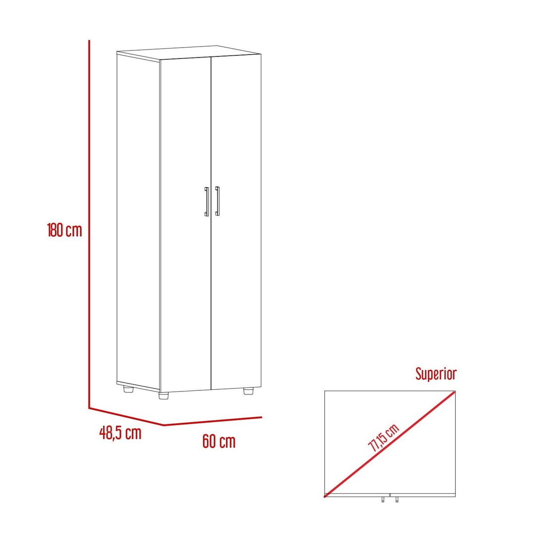 Closet Douglas, Café Claro y Blanco, con dos Puertas y Tubo para Colgar Ropa ZF - VIRTUAL MUEBLES