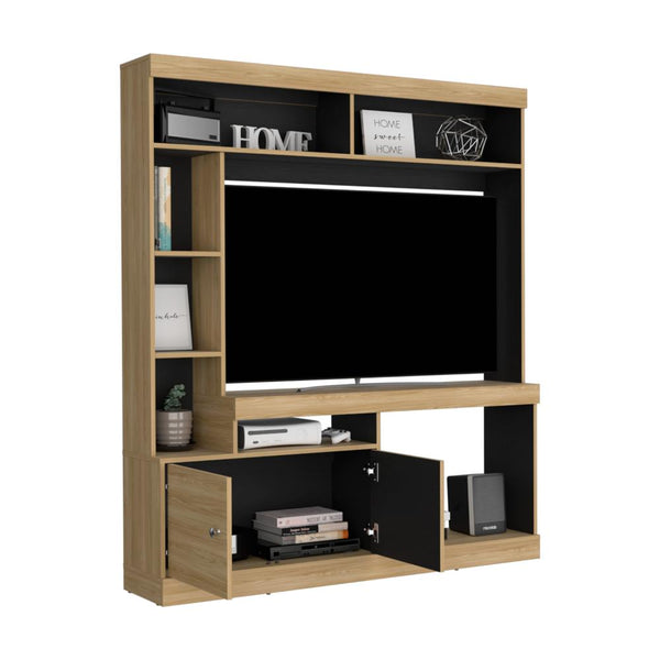 Mesa Para Tv Roy, Fresno Europeo y Wengue, con Espacio Para Televisor de 55 Pulgadas