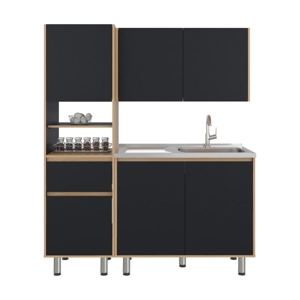 Cocina Integral y Alacena Dali, Fresno Europeo y Wengue, Incluye Mesón Socoda Derecho ZF