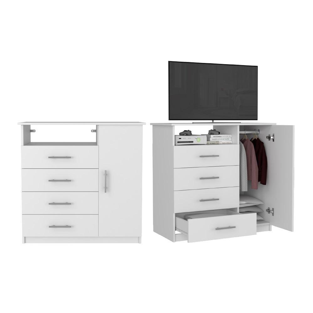 Organizador Barlovento, Blanco Perla, con Cuatro Cajones Deslizables ZF X2 - VIRTUAL MUEBLES