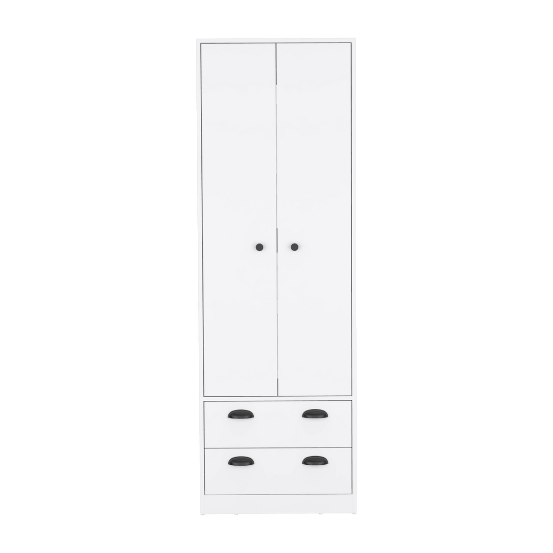 Closet Agata, Blanco Marqueza, con dos cajones y tubo cromado ZF - VIRTUAL MUEBLES