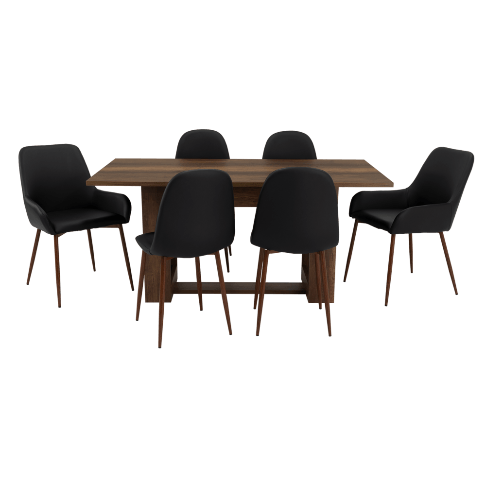 Combo Comedor Sonora, Cobre, Wengue y Café Claro, Incluye Comedor y 6 Sillas - VIRTUAL MUEBLES