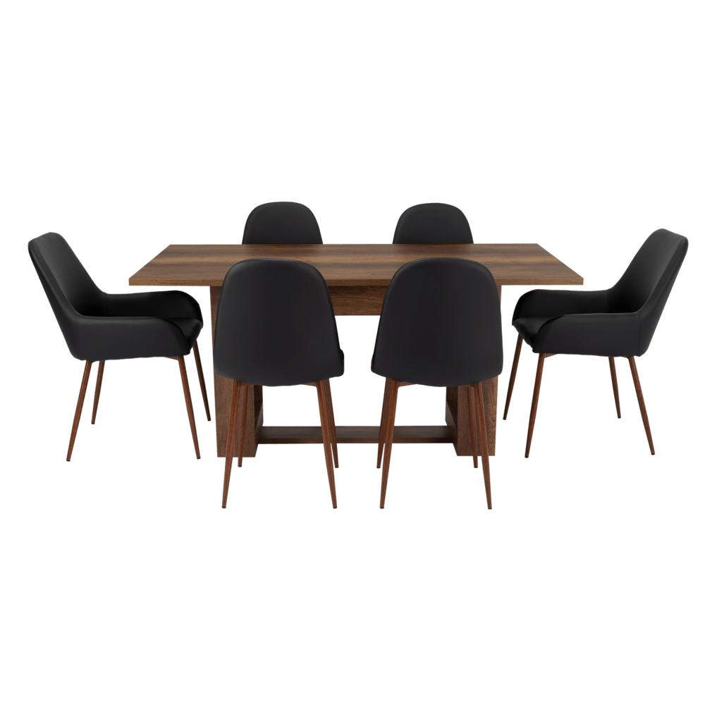 Combo Comedor Sonora, Cobre, Wengue y Café Claro, Incluye Comedor y 6 Sillas - VIRTUAL MUEBLES