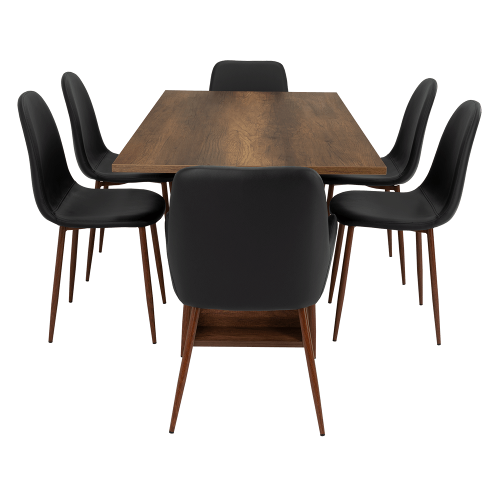 Combo Comedor Sonora, Cobre, Wengue y Café Claro, Incluye Comedor y 6 Sillas - VIRTUAL MUEBLES