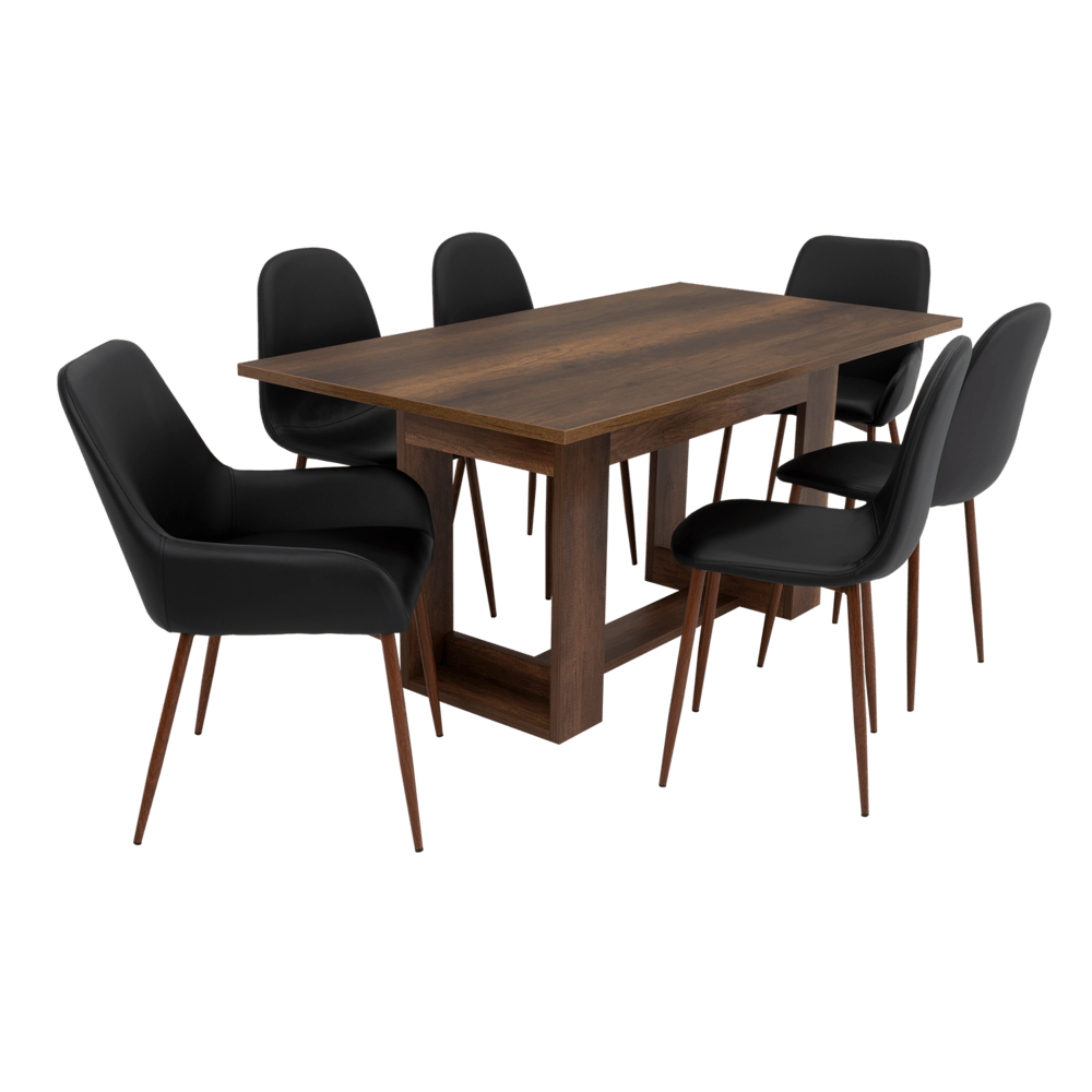 Combo Comedor Sonora, Cobre, Wengue y Café Claro, Incluye Comedor y 6 Sillas - VIRTUAL MUEBLES