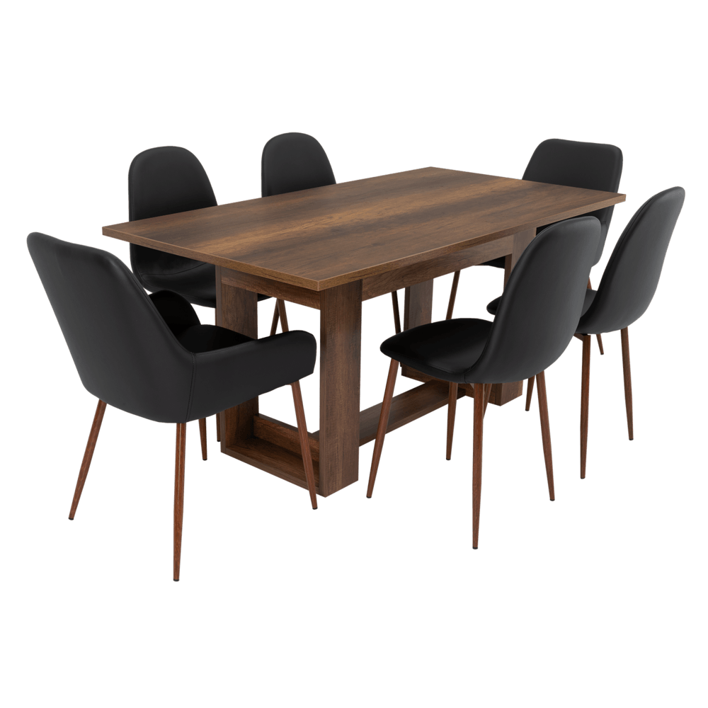 Combo Comedor Sonora, Cobre, Wengue y Café Claro, Incluye Comedor y 6 Sillas - VIRTUAL MUEBLES