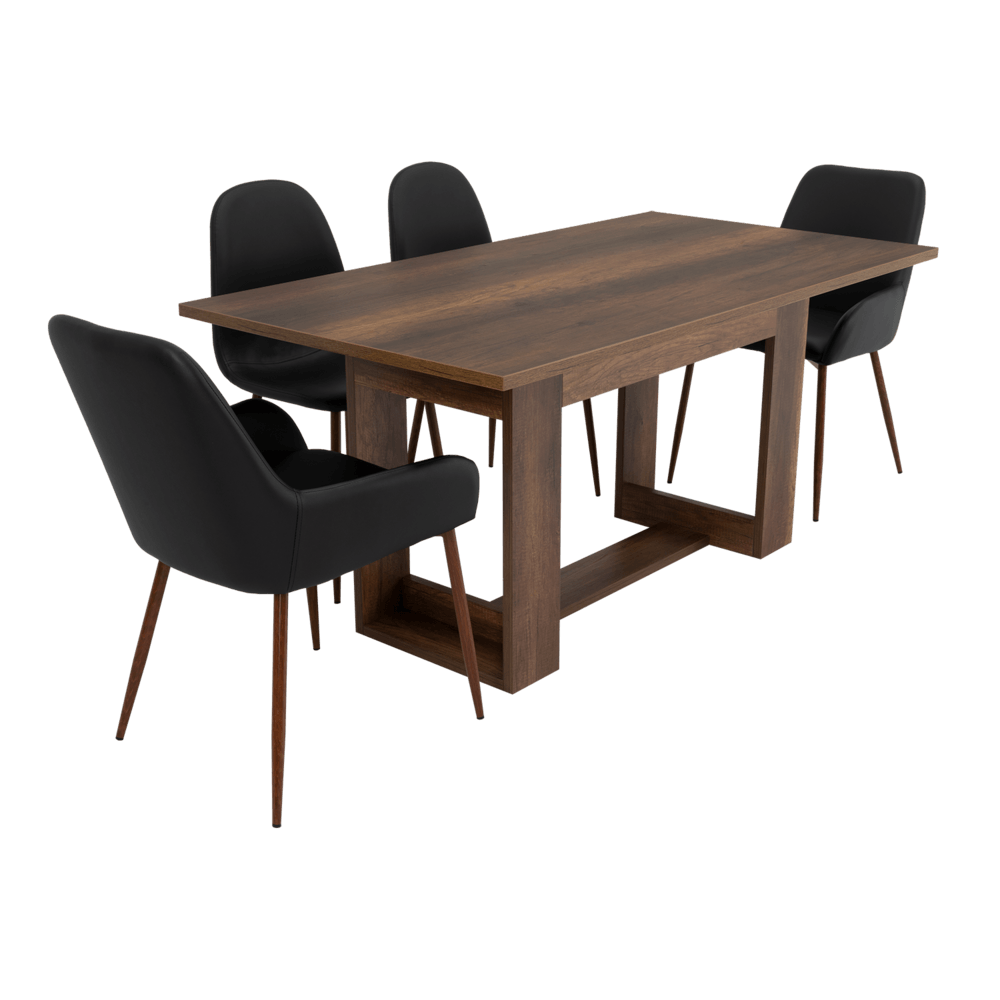 Combo Comedor Sonora, Cobre, Wengue y Café Claro, Incluye Comedor y 6 Sillas - VIRTUAL MUEBLES