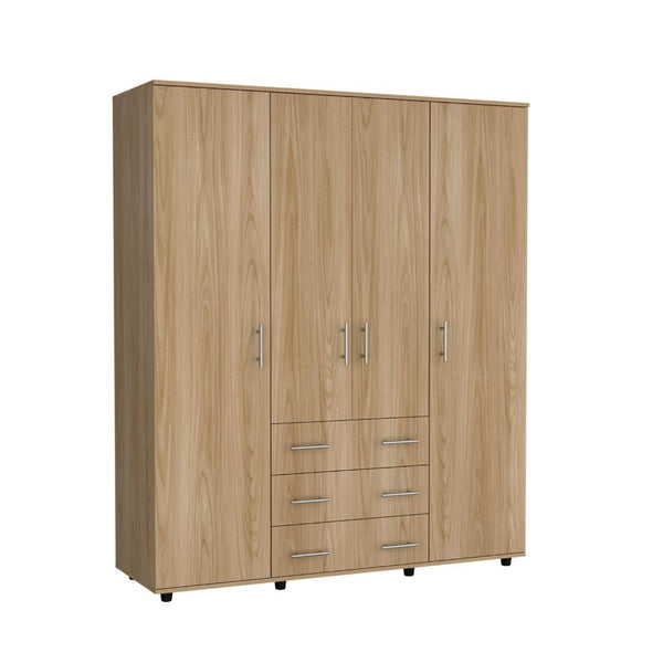 Closet Fontana, Fresno Europeo, con Cuatro Tubos Para Colgar Ropa y Zapatero En La Parte Inferior