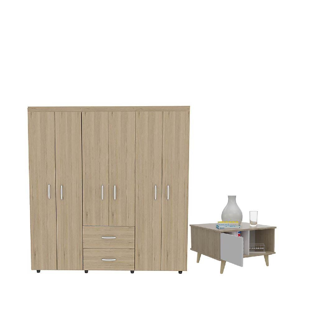 Combo para Habitacion Aleagnos, Incluye Closet y Mesa de Noche.