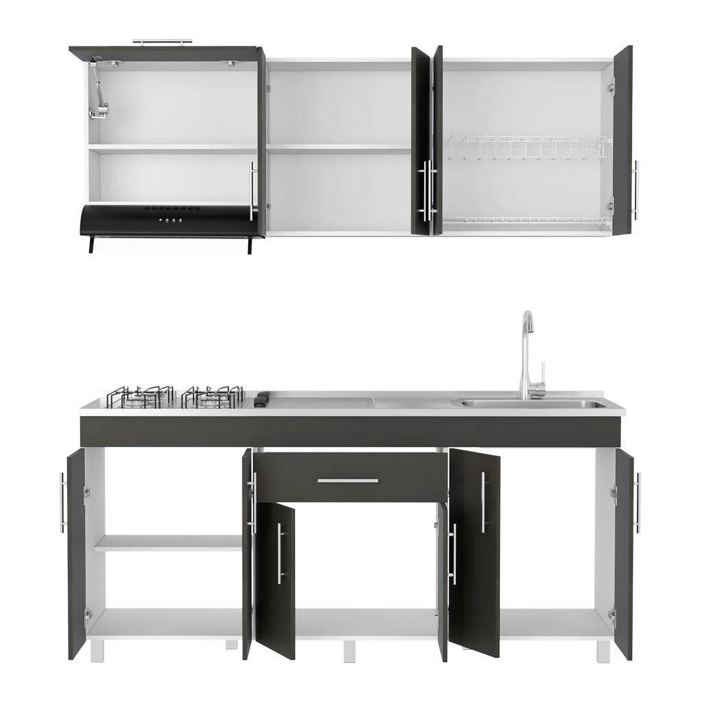 Cocina Integral Carson color Wengue y Blanco.