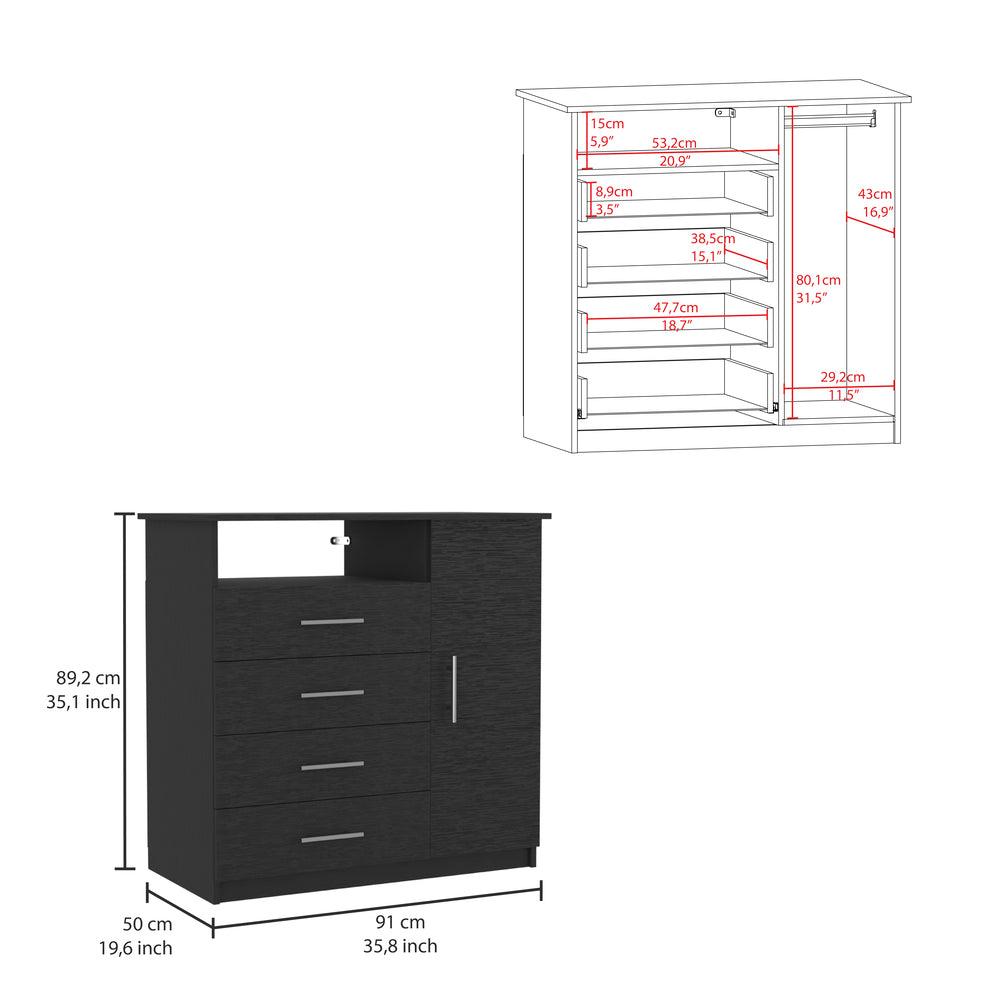 Organizador Barlovento, Wengue, con Cuatro Cajones Deslizables ZF - VIRTUAL MUEBLES