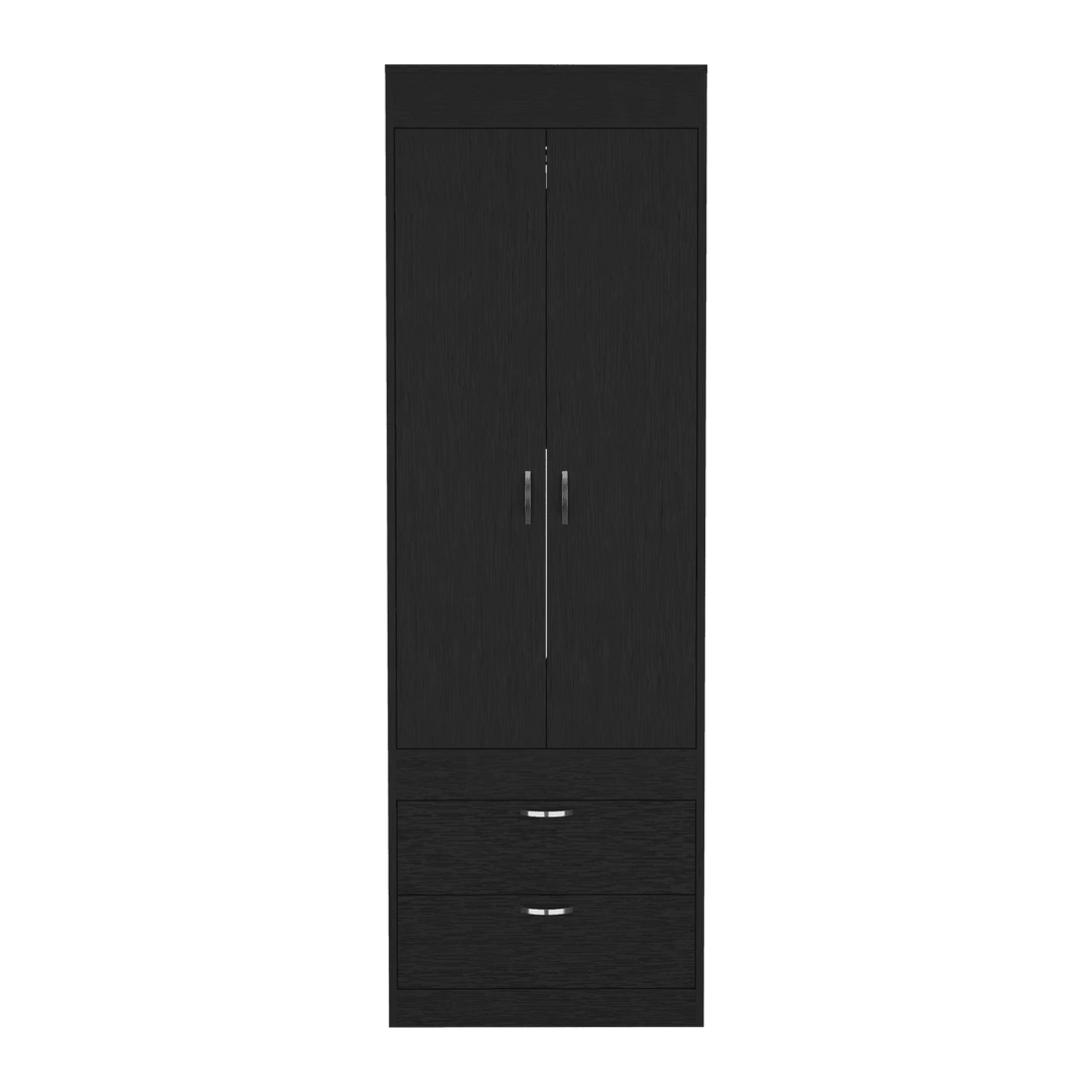 Closet Agata, Wengue, con Dos Cajones y Tubo Cromado Para Colgar Ropa ZF - VIRTUAL MUEBLES