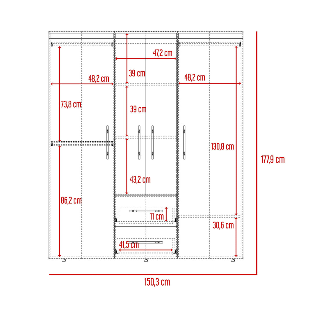 Closet Eco Golden, Wengue y Dorado, Variedad de Entrepaños y Seis Puertas Abatibles - VIRTUAL MUEBLES