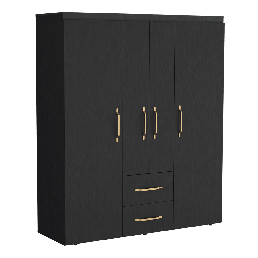 Closet Eco Golden, Wengue y Dorado, Variedad de Entrepaños y Seis Puertas Abatibles - VIRTUAL MUEBLES