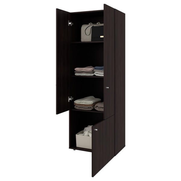 Closet Beico II, Nogal y Negro, con tres Puertas Abatibles y cuatro entrepaños ZF