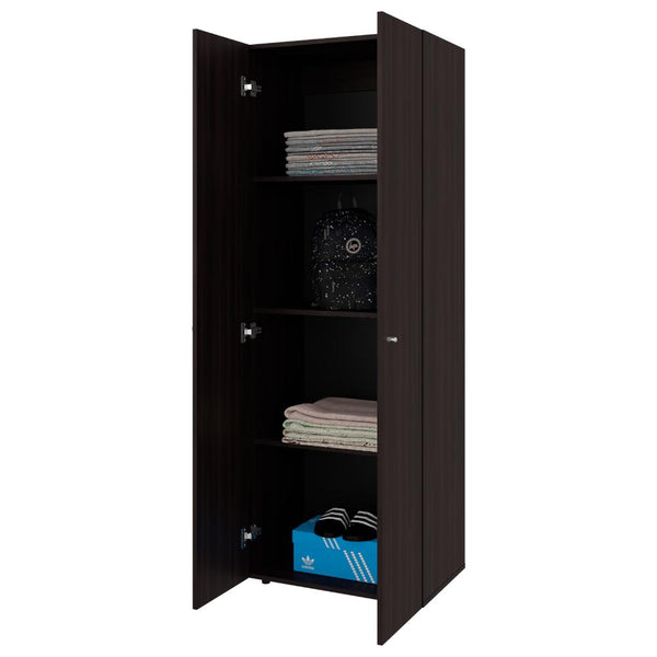 Closet Beico, Nogal y Negro, con dos Puertas Abatibles y cuatro entrepaños ZF
