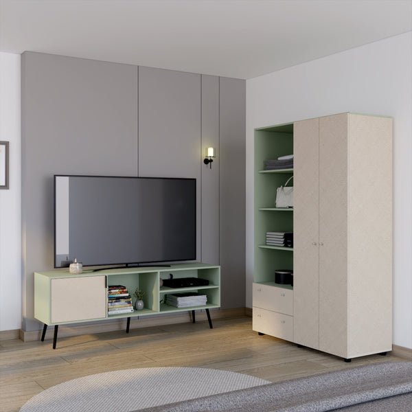 Combo para Habitación Brixton 1, Incluye Closet y Mesa para TV 65"