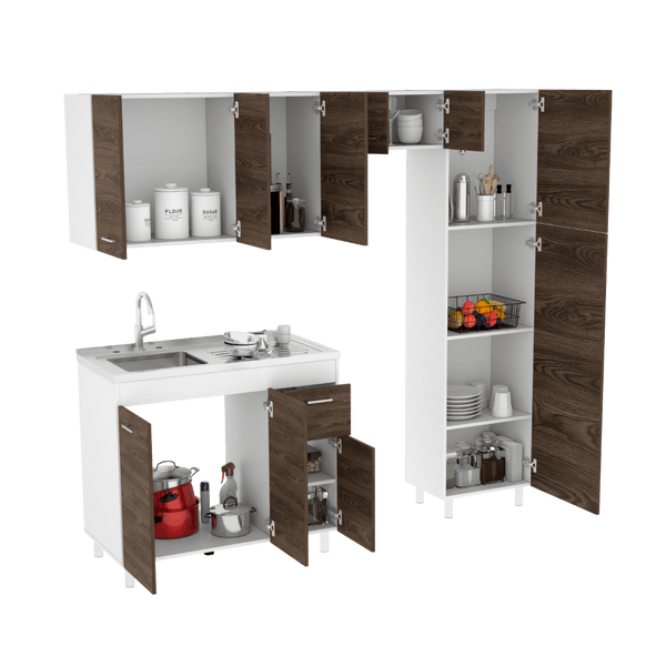 Cocina Integral Mercy color Chocolate y Blanco.