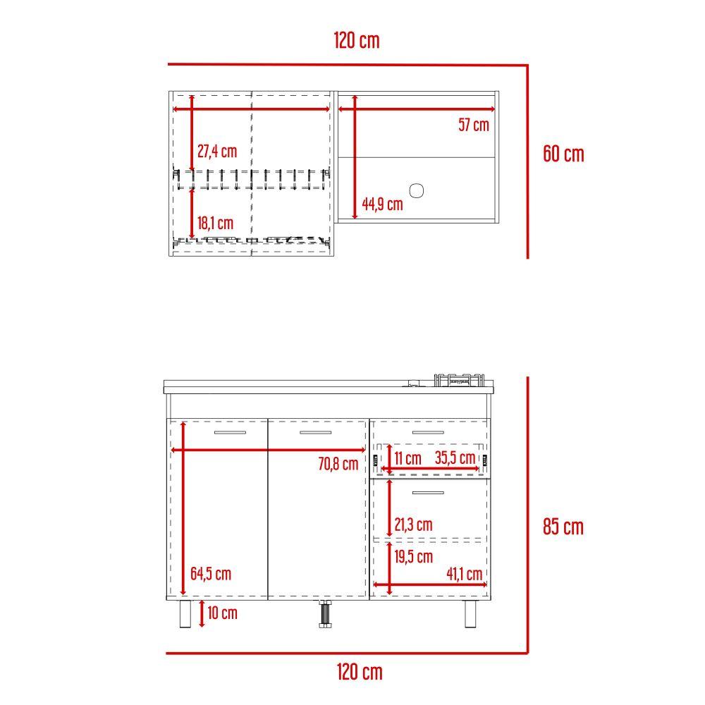 Cocina Integral Roxana Color Duqueza y Castano Para Cocina.