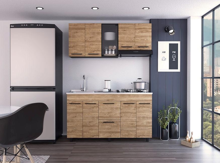 Cocina Integral Prada Color Wengue y Miel Para Cocina.